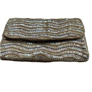Vtg iridescent  Beaded Sequin Mini Bag Sharonee Evening Formal Wedding 60s Japan